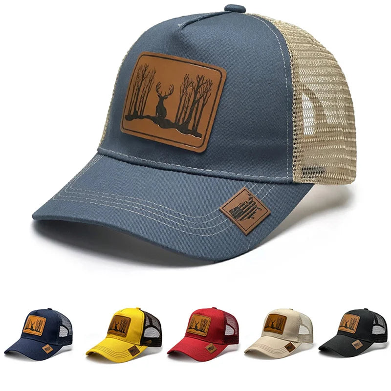 Casquette Trucker Unisexe avec Patch Effet Cuir – Style Vintage