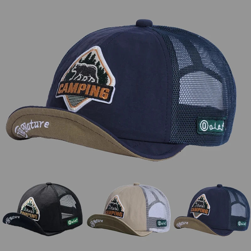Casquette Trucker Unisexe à Visière Courte – Respirante et Ajustable