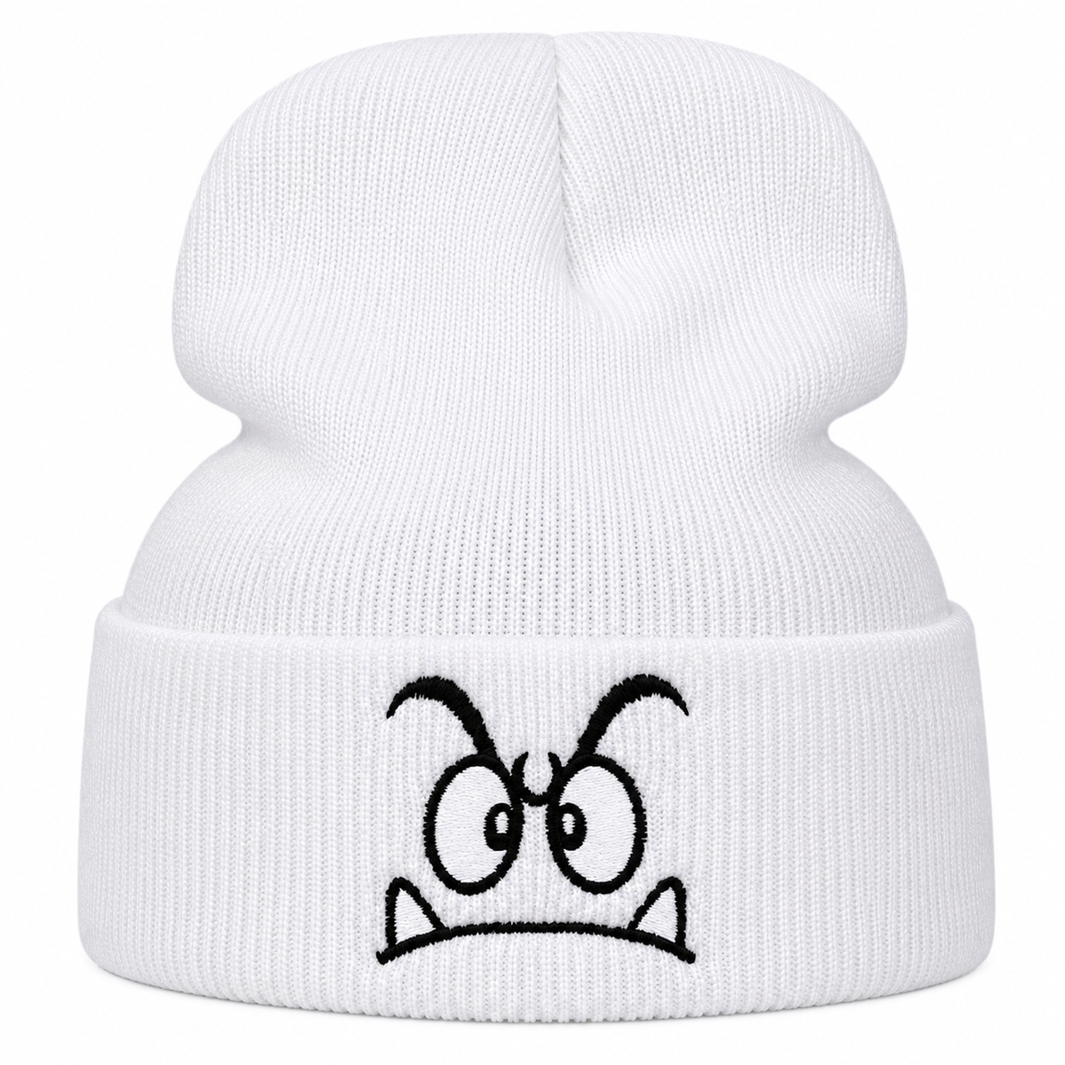 Bonnet Original en Maille Côtelée avec Visage Brodé – Homme Femme Le chapeau du jour