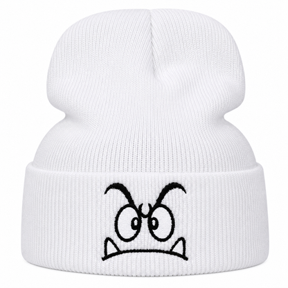Bonnet Original en Maille Côtelée avec Visage Brodé – Homme Femme Le chapeau du jour