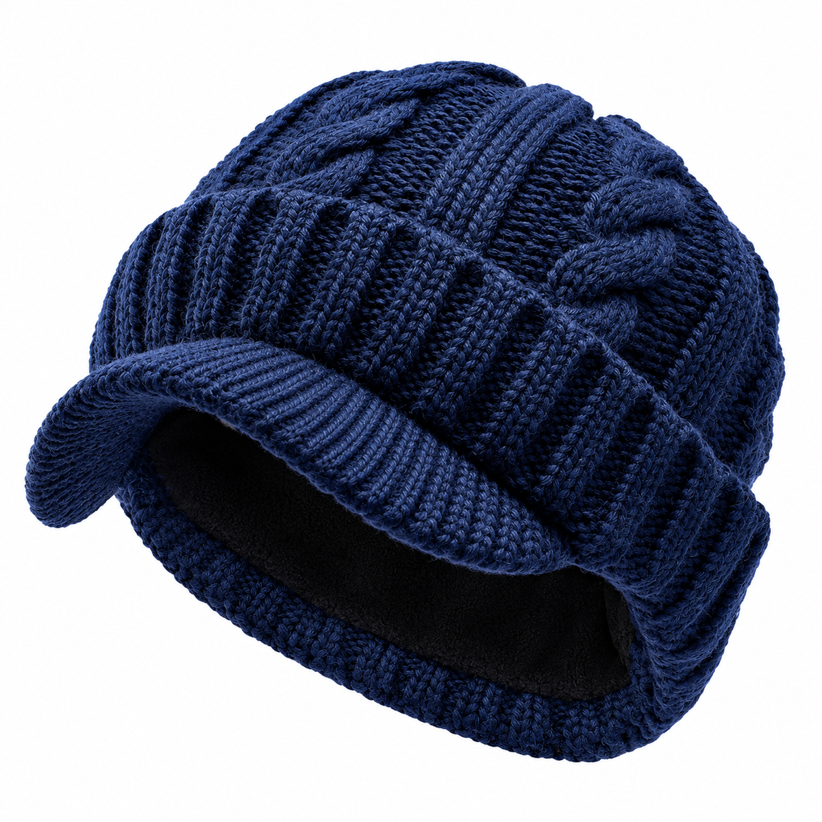 Bonnet d’Hiver à Visière Homme – Maille Épaisse Grande Taille __ocb_default__