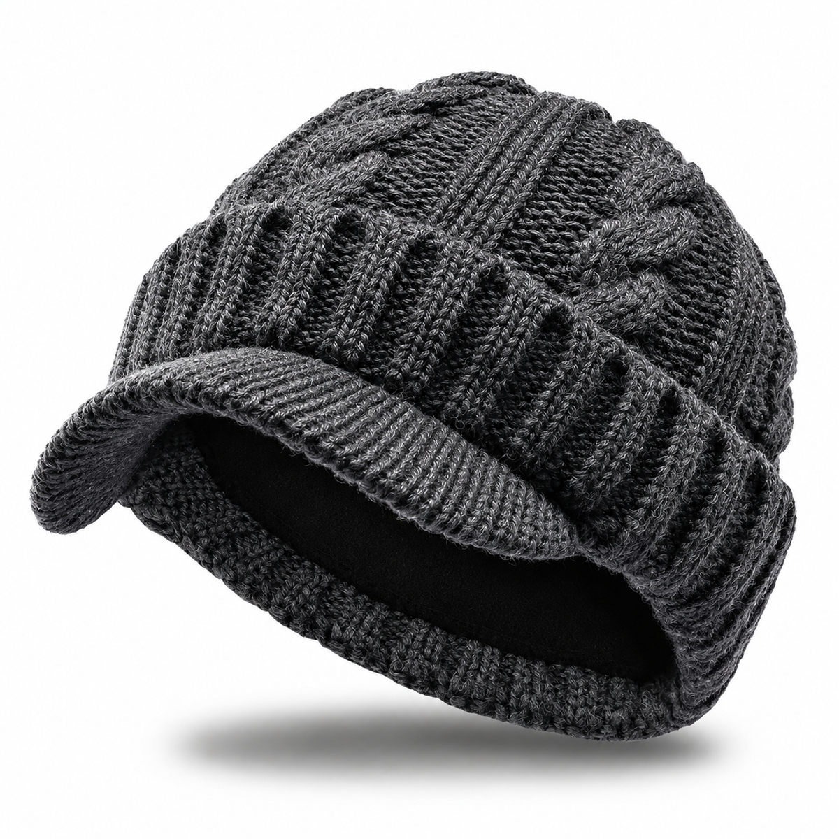 Bonnet d’Hiver à Visière Homme – Maille Épaisse Grande Taille __ocb_default__
