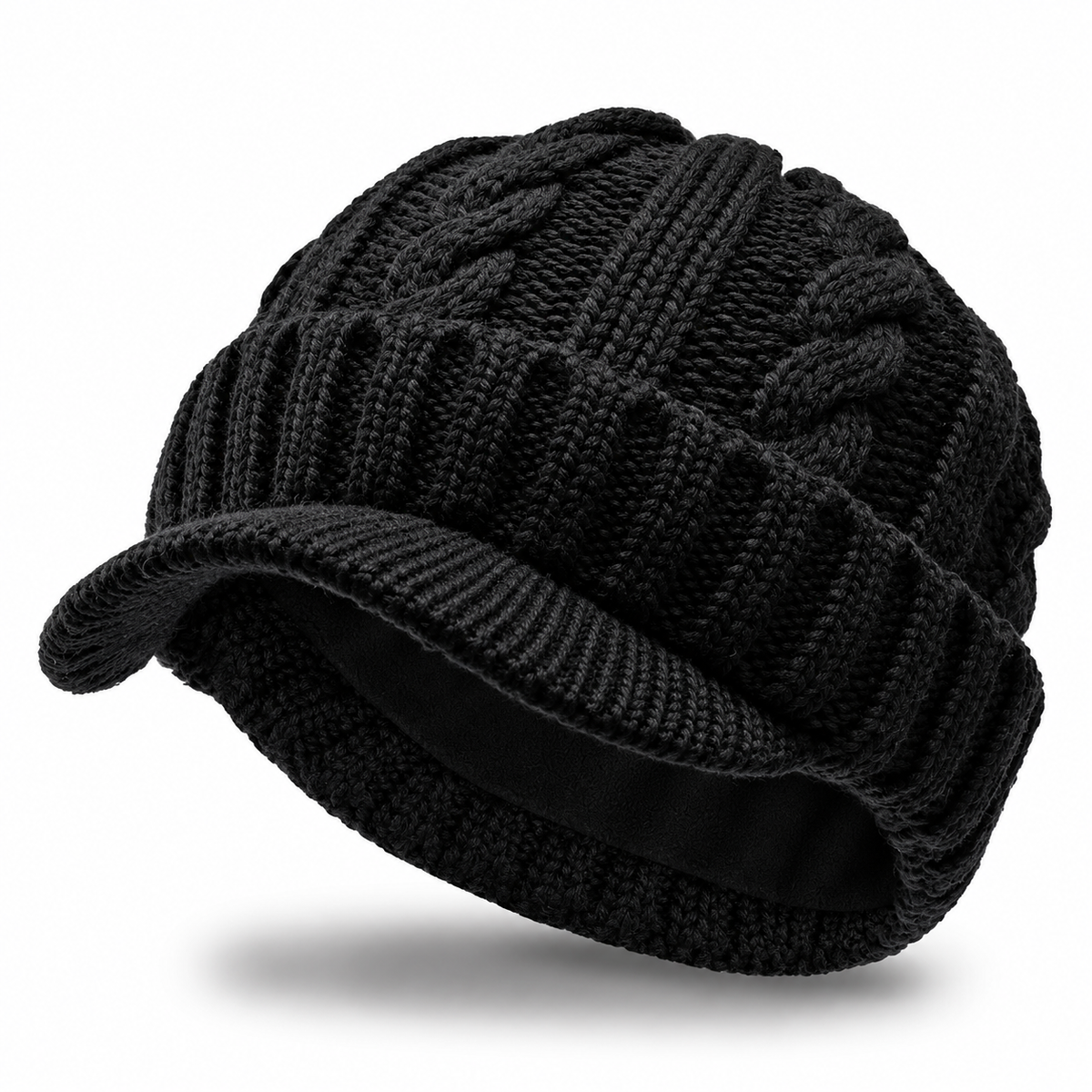 Bonnet d’Hiver à Visière Homme – Maille Épaisse Grande Taille __ocb_default__