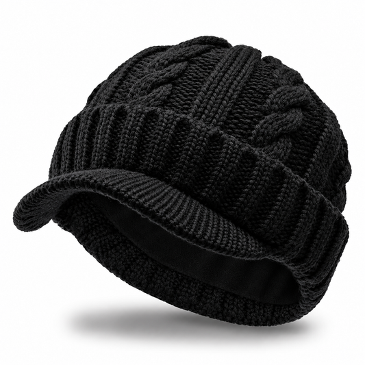 Bonnet d’Hiver à Visière Homme – Maille Épaisse Grande Taille __ocb_default__