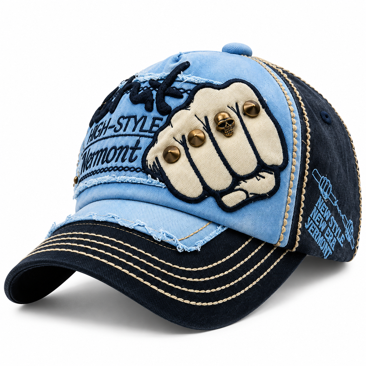 Casquette Vintage Patchwork Poing Brodé Réglable – Homme Femme Le chapeau du jour