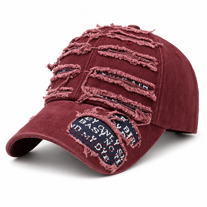 Casquette Vintage Effet Déchiré Réglable – Style Rétro Le chapeau du jour