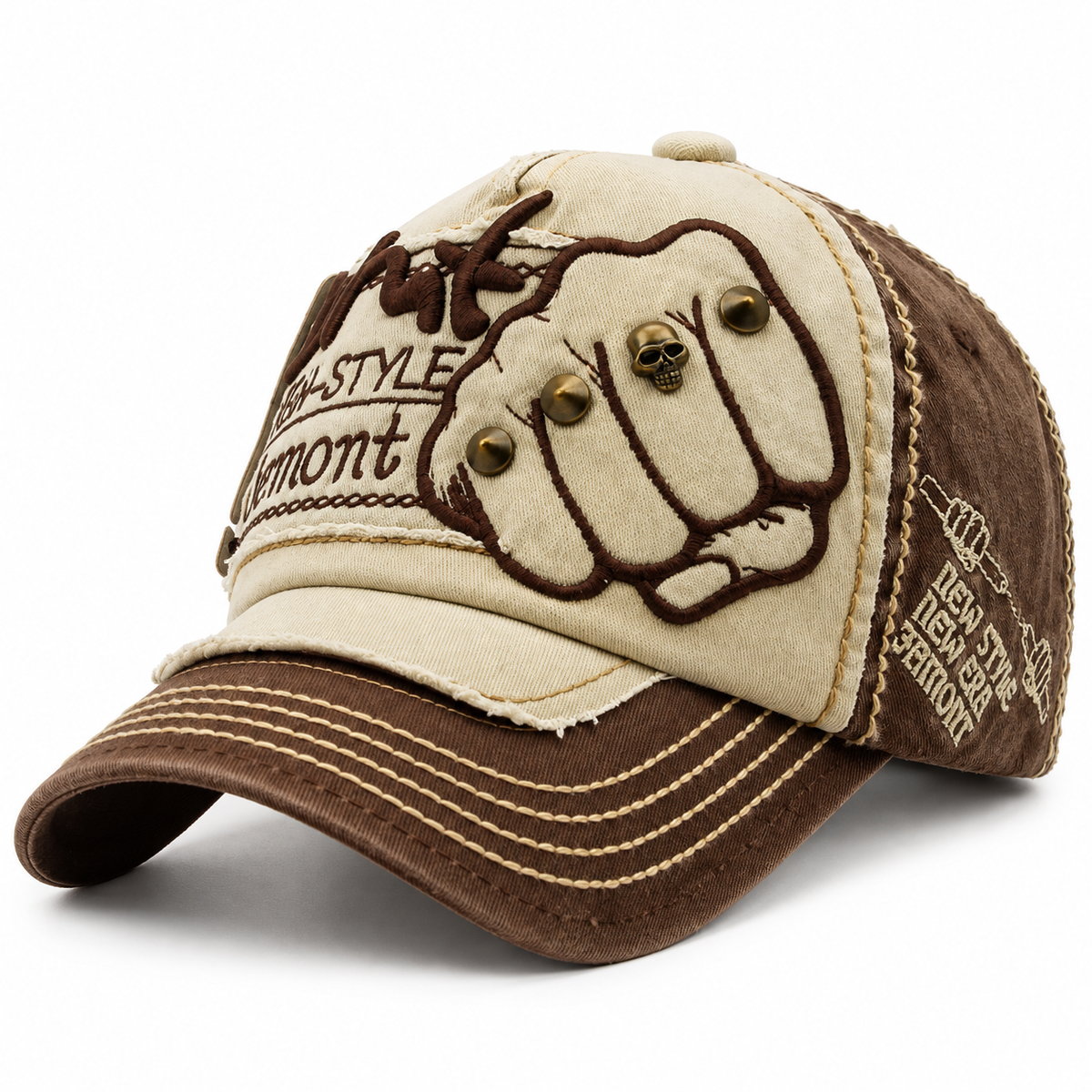 Casquette Vintage Patchwork Poing Brodé Réglable – Homme Femme Le chapeau du jour