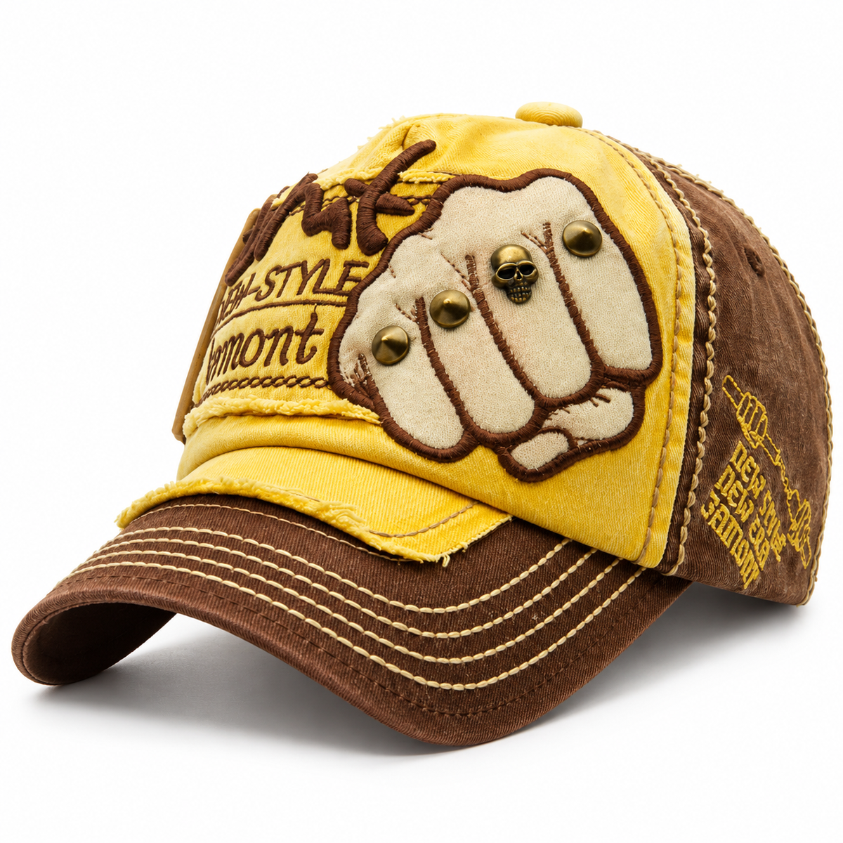 Casquette Vintage Patchwork Poing Brodé Réglable – Homme Femme Le chapeau du jour