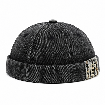 Bonnet Docker Vintage en Denim Délavé | Style Marin Unisexe Ajustable