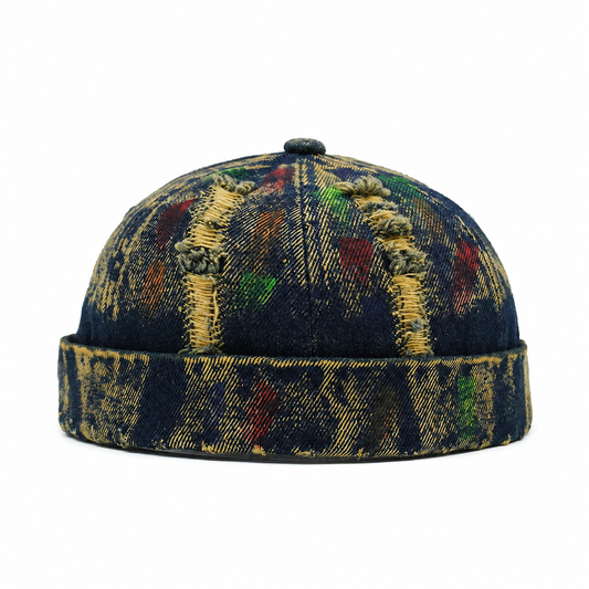 Bonnet Docker Vintage en Jean Coloré | Ajustable Unisexe