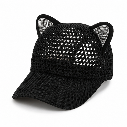 Casquette Femme à Oreilles de Chat – Maille Respirante et Style Tendance