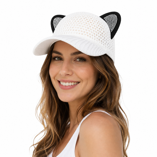 Casquette Femme à Oreilles de Chat – Maille Respirante et Style Tendance