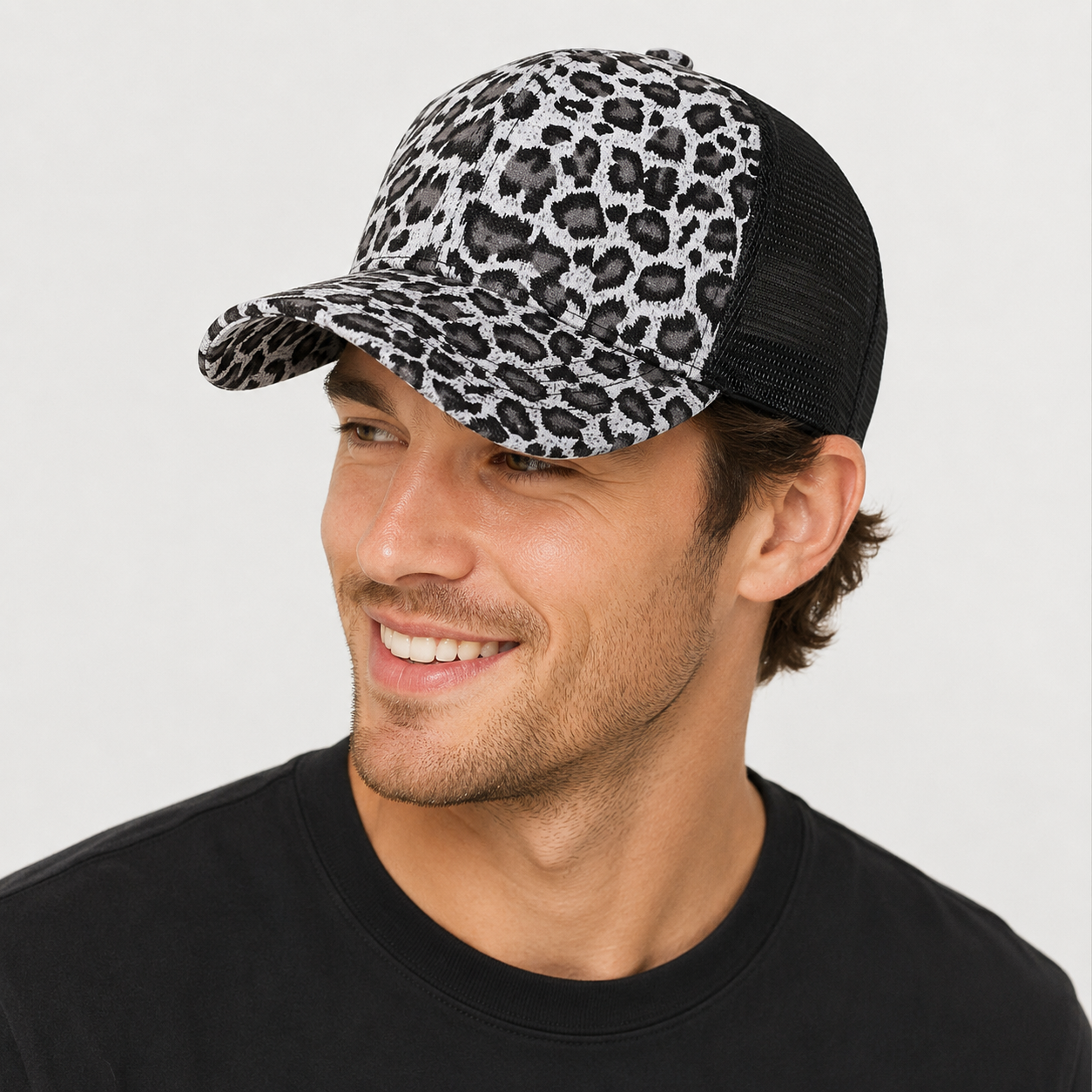 Casquette Trucker Léopard Unisexe – Style Vintage et Maille Respirante
