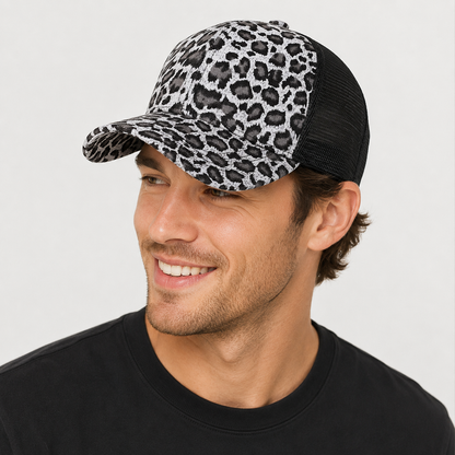 Casquette Trucker Léopard Unisexe – Style Vintage et Maille Respirante