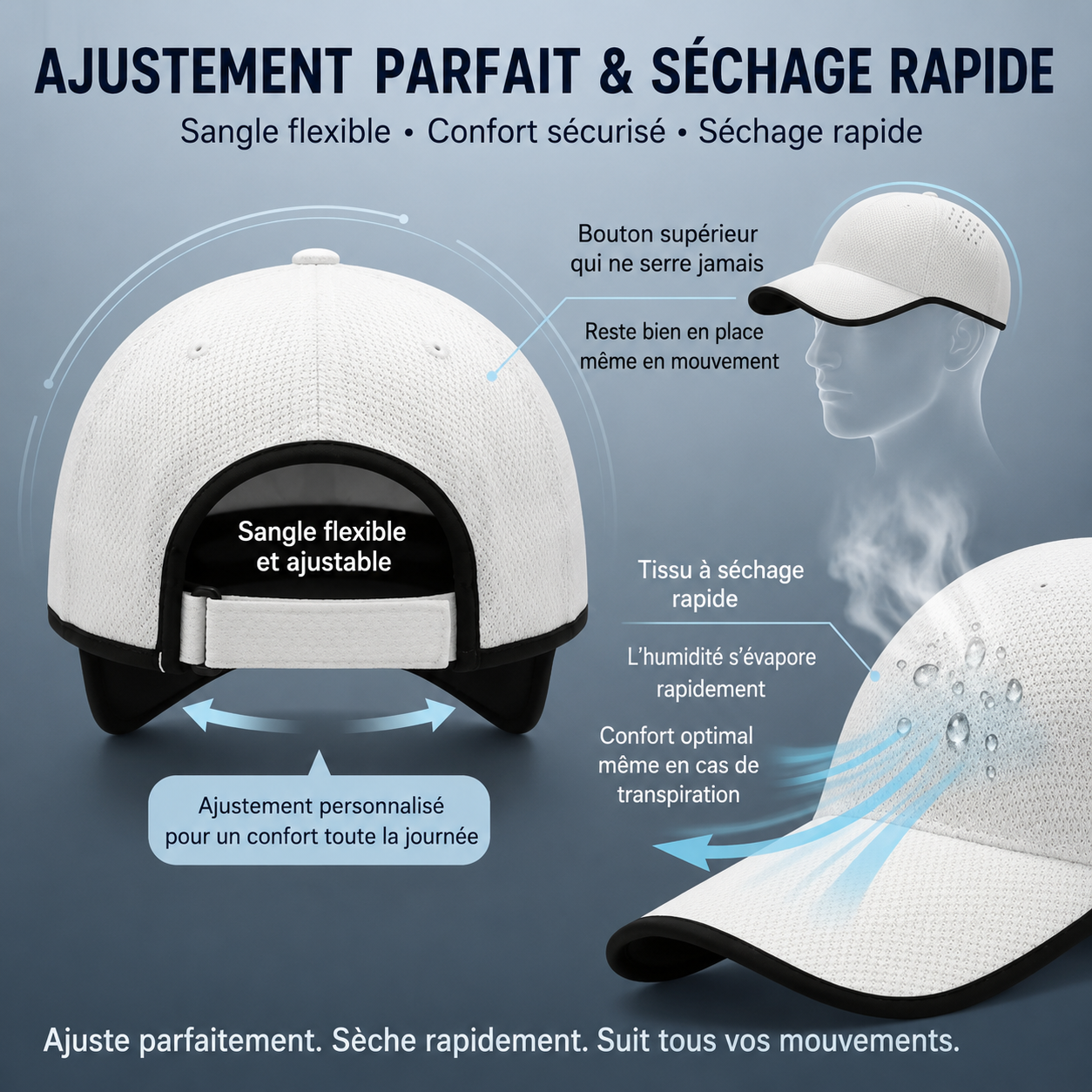 Casquette Sans Coutures Unisexe – Respirante et Séchage Rapide