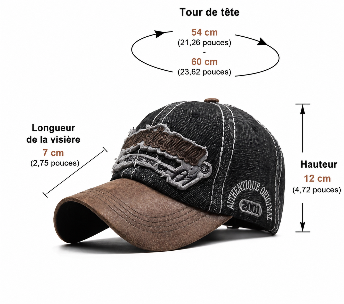 Casquette Vintage en Denim – Style Rétro avec Broderie