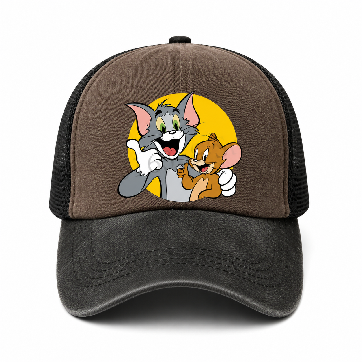 Casquette Trucker Vintage Unisexe – Motif Chat et Souris Animés
