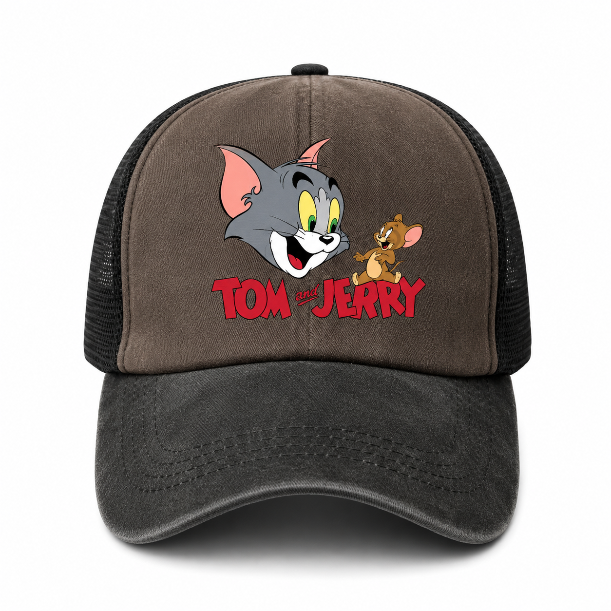 Casquette Trucker Vintage Unisexe – Motif Chat et Souris Animés