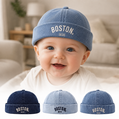 Bonnet Docker Vintage en Jean pour Bébé | Coton Respirant et Ajustable
