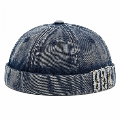 Bonnet Docker Vintage en Denim Délavé | Style Marin Unisexe Ajustable