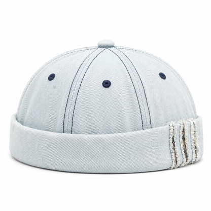 Bonnet Docker Vintage en Denim Délavé | Style Marin Unisexe Ajustable