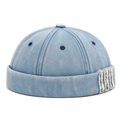 Bonnet Docker Vintage en Denim Délavé | Style Marin Unisexe Ajustable