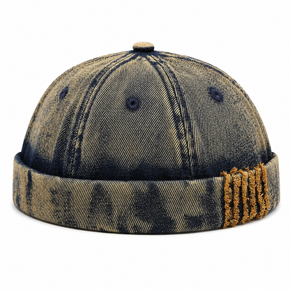Bonnet Docker Vintage en Denim Délavé | Style Marin Unisexe Ajustable