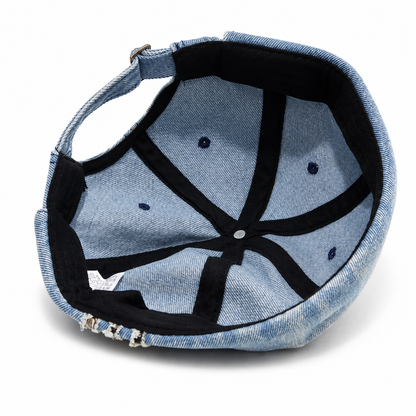 Bonnet Docker Vintage en Denim Délavé | Style Marin Unisexe Ajustable