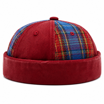Bonnet Docker Vintage à Motif Écossais | Ajustable Unisexe