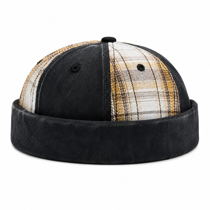 Bonnet Docker Vintage à Motif Écossais | Ajustable Unisexe
