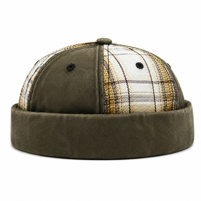 Bonnet Docker Vintage à Motif Écossais | Ajustable Unisexe