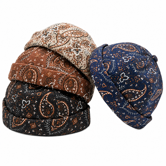Bonnet Docker Vintage à Motif Cachemire | Ajustable Unisexe