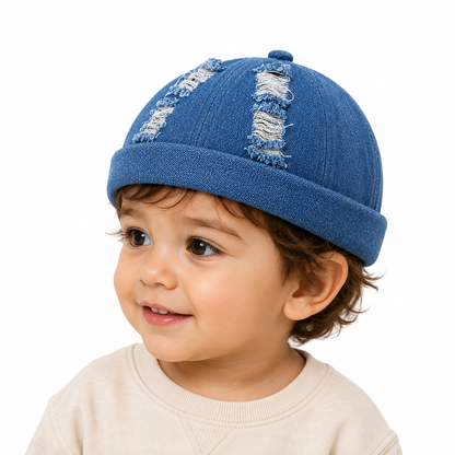 Bonnet Docker Vintage en Jean pour Enfant | Ajustable et Tendance