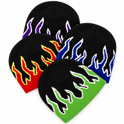 Bonnet Streetwear à Flammes Brodées – Style Hip-Hop Unisexe Le chapeau du jour