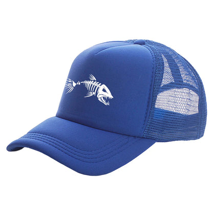Casquette Trucker Unisexe – Motif Squelette de Poisson et Maille Respirante