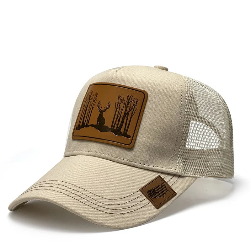 Casquette Trucker Unisexe avec Patch Effet Cuir – Style Vintage