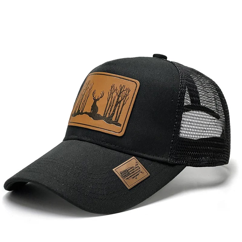Casquette Trucker Unisexe avec Patch Effet Cuir – Style Vintage