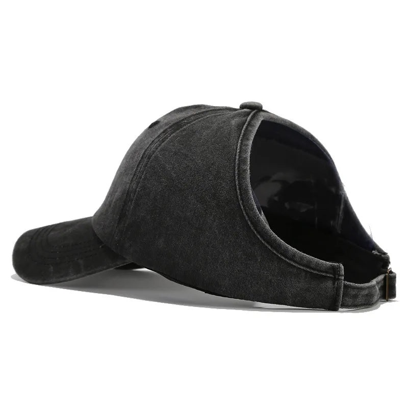 Casquette Femme Vintage Délavée avec Ouverture Queue de Cheval