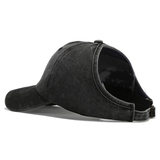 Casquette Femme Vintage Délavée avec Ouverture Queue de Cheval