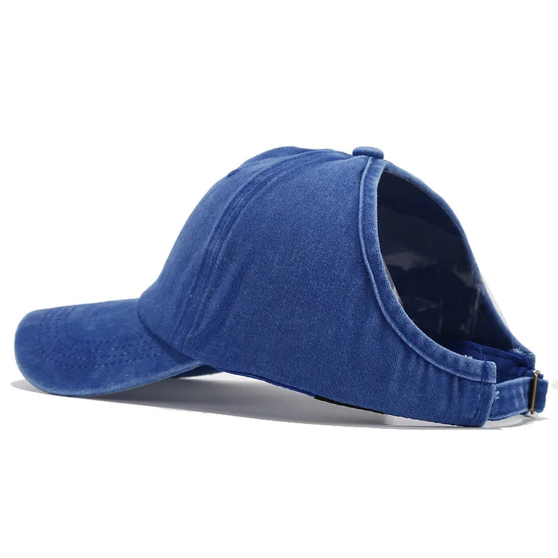 Casquette Femme Vintage Délavée avec Ouverture Queue de Cheval