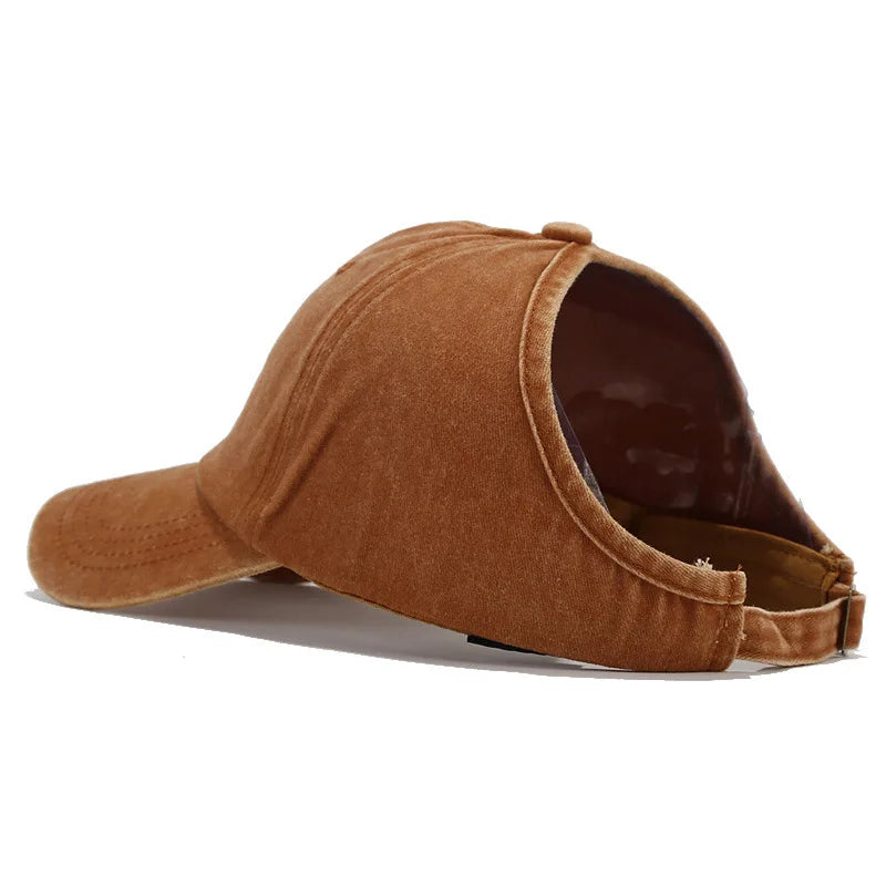Casquette Femme Vintage Délavée avec Ouverture Queue de Cheval
