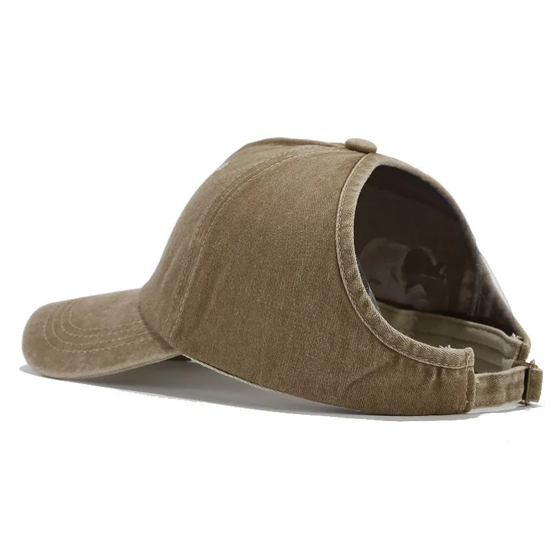 Casquette Femme Vintage Délavée avec Ouverture Queue de Cheval