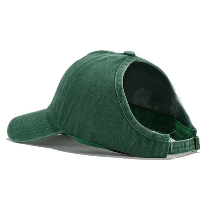 Casquette Femme Vintage Délavée avec Ouverture Queue de Cheval