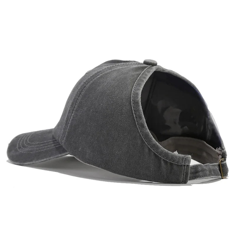 Casquette Femme Vintage Délavée avec Ouverture Queue de Cheval