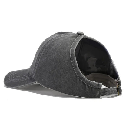 Casquette Femme Vintage Délavée avec Ouverture Queue de Cheval