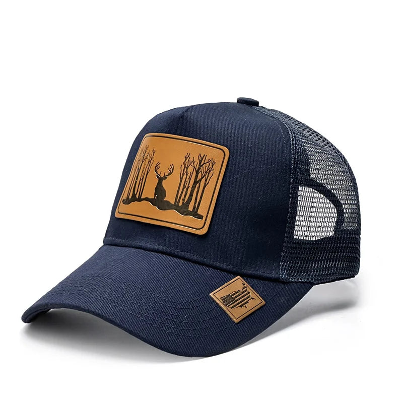 Casquette Trucker Unisexe avec Patch Effet Cuir – Style Vintage