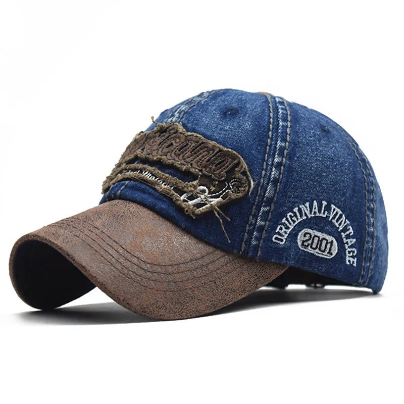 Casquette Vintage en Denim – Style Rétro avec Broderie