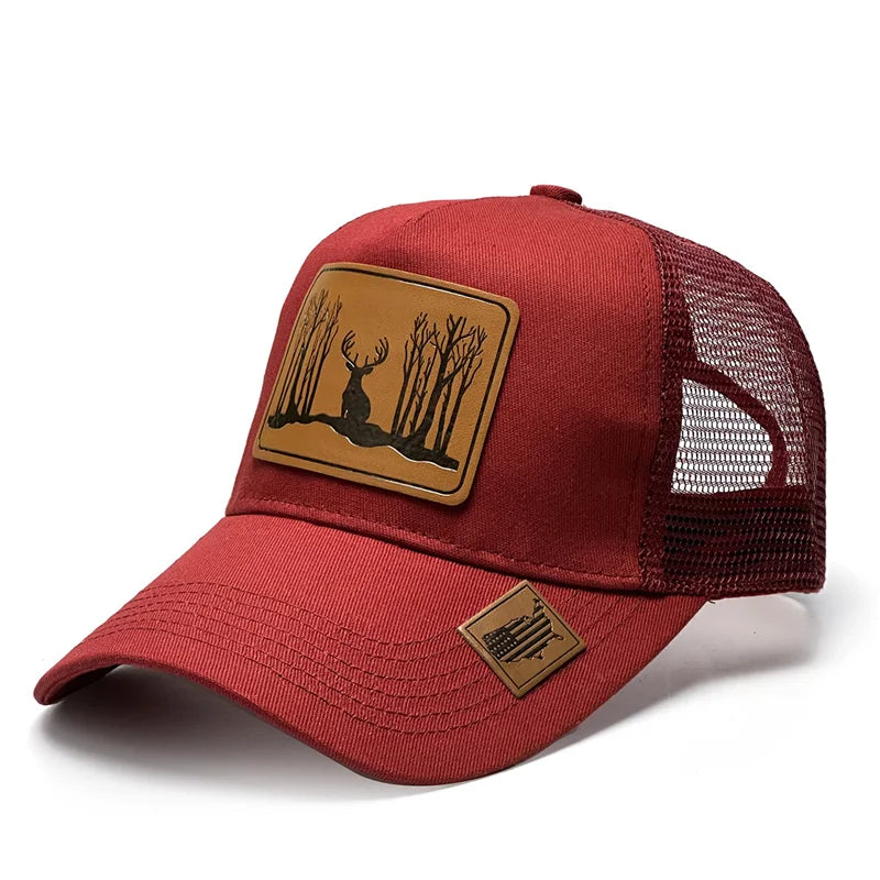Casquette Trucker Unisexe avec Patch Effet Cuir – Style Vintage