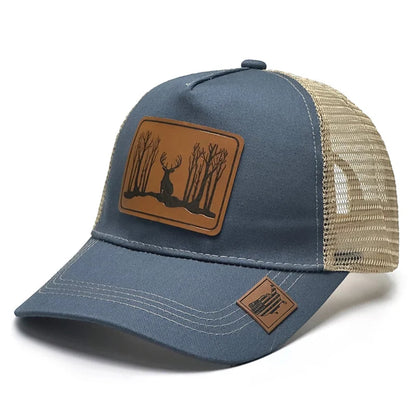 Casquette Trucker Unisexe avec Patch Effet Cuir – Style Vintage