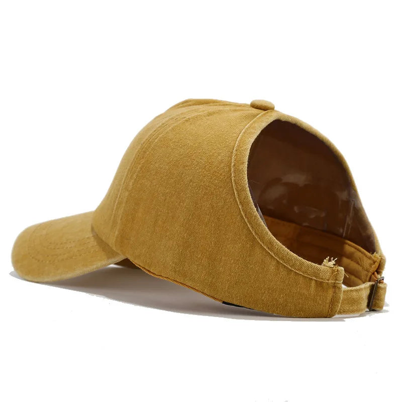 Casquette Femme Vintage Délavée avec Ouverture Queue de Cheval